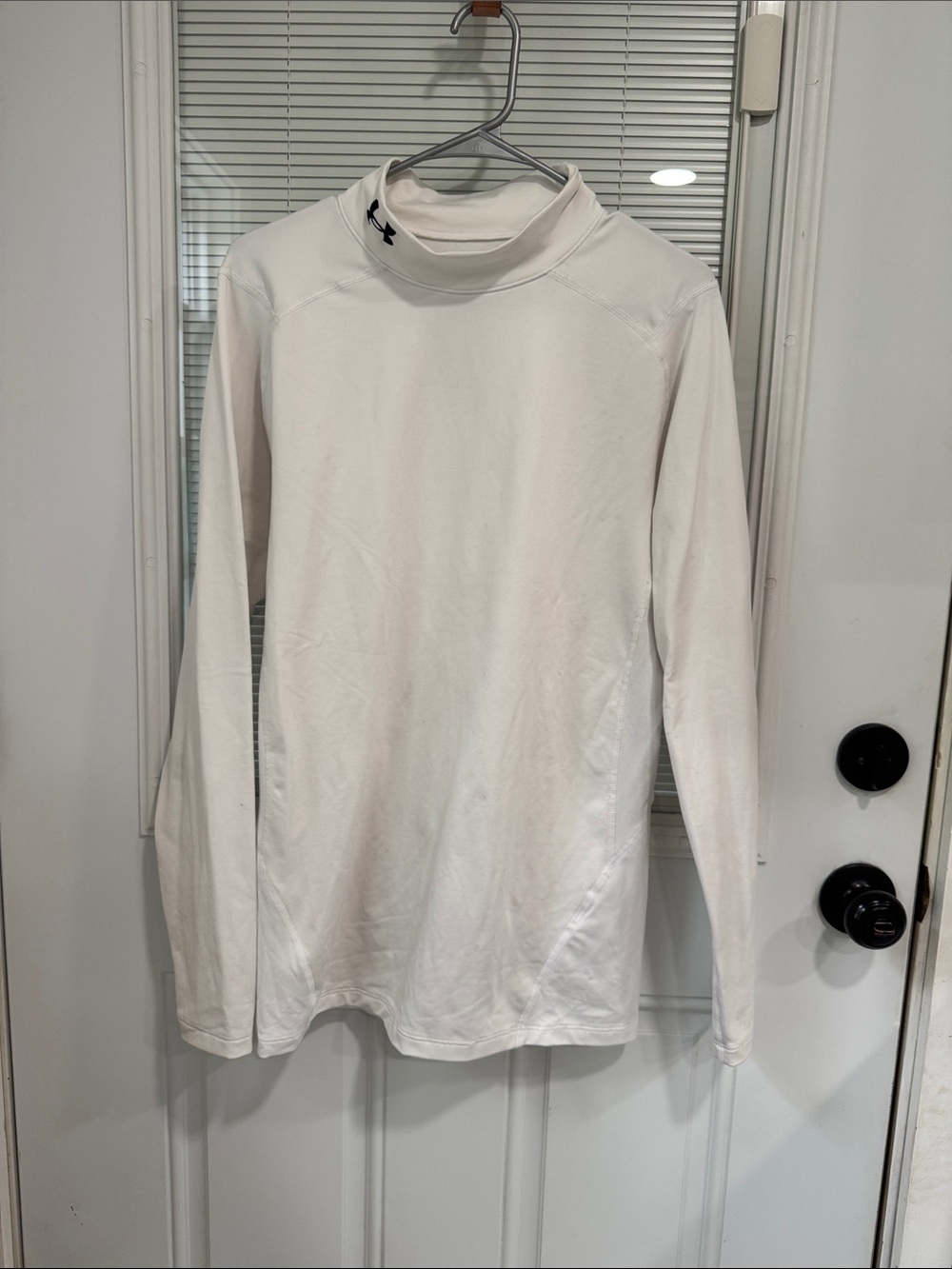 Under Armour White Long-Sleeve Mock Neck ColdGear Shirt